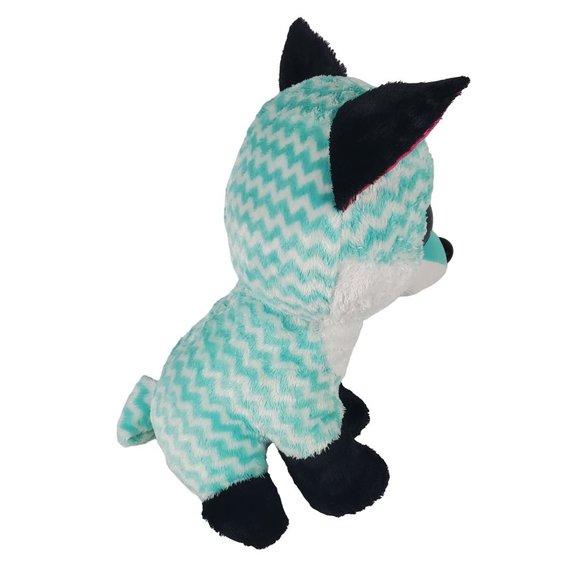 Ty Beanie Boo Piper The Fox Plush Large 16" Aqua Chevron Claires Exclusive - Picture 7 of 9
